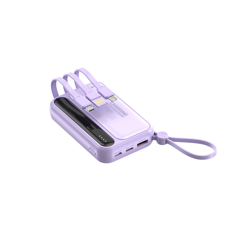 Bærbar powerbank med integrerte hurtigladeporter og multifunksjonskabel Skanto