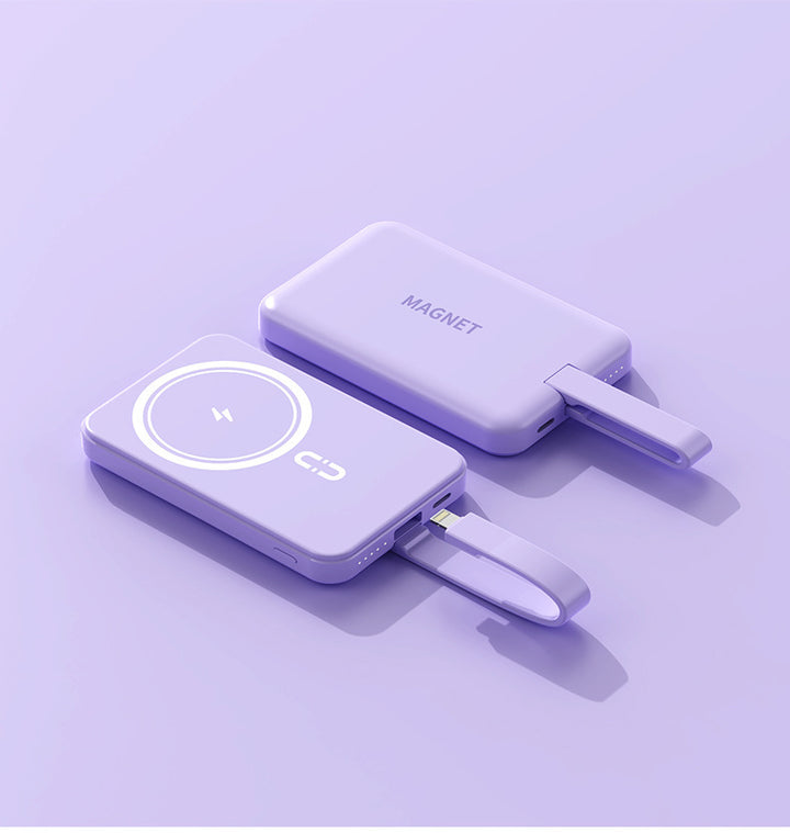 Magnetisk Powerbank med trådløs lad funksjon og integrert kablingssystem Skanto
