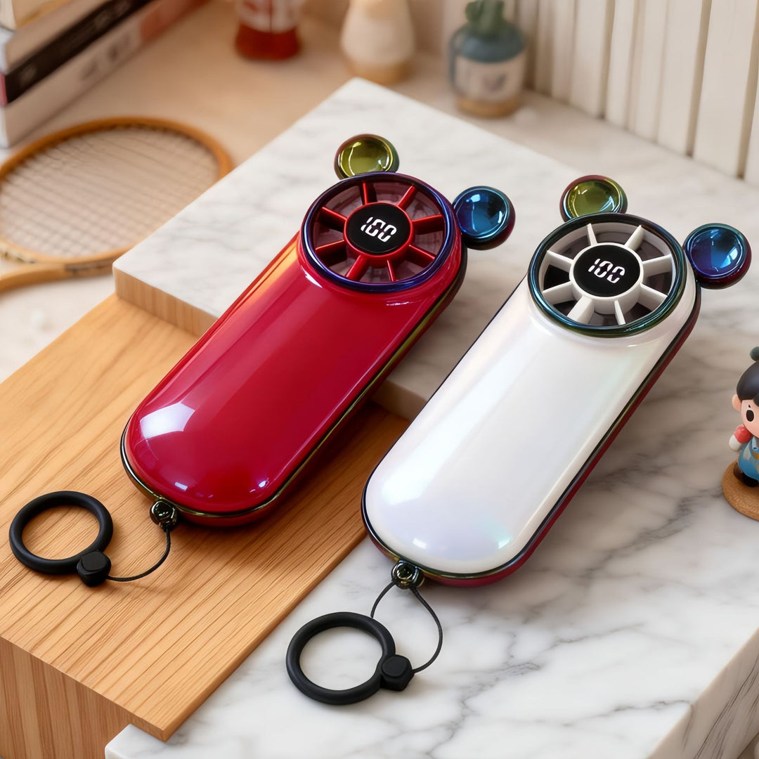 Dame Bærbar Mini-Ventilator med LED-skjerm og multifunksjonsdesign Skanto