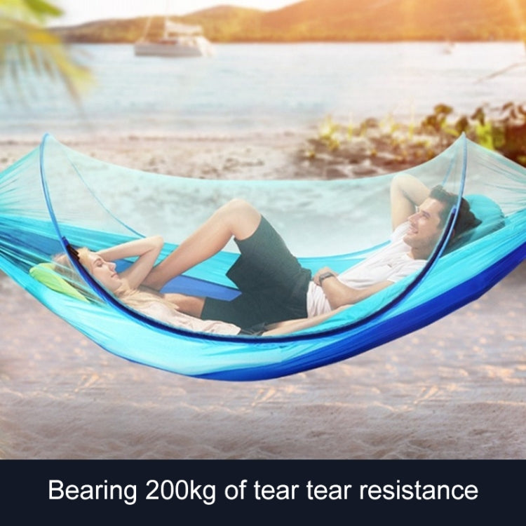 Skanto | Bærbar Utendørs Camping Fullt Automatisk Nylon Parachute Hengekøye med Myggnett, Størrelse: 250 x 120cm (Oliven Grønn)