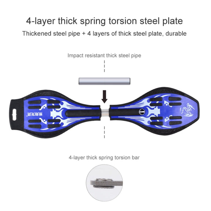 Skanto | Fashion Vulkan Mønster To-hjul Skateboard Glødende Lynhjul Vitalitetsbrett (Svart)