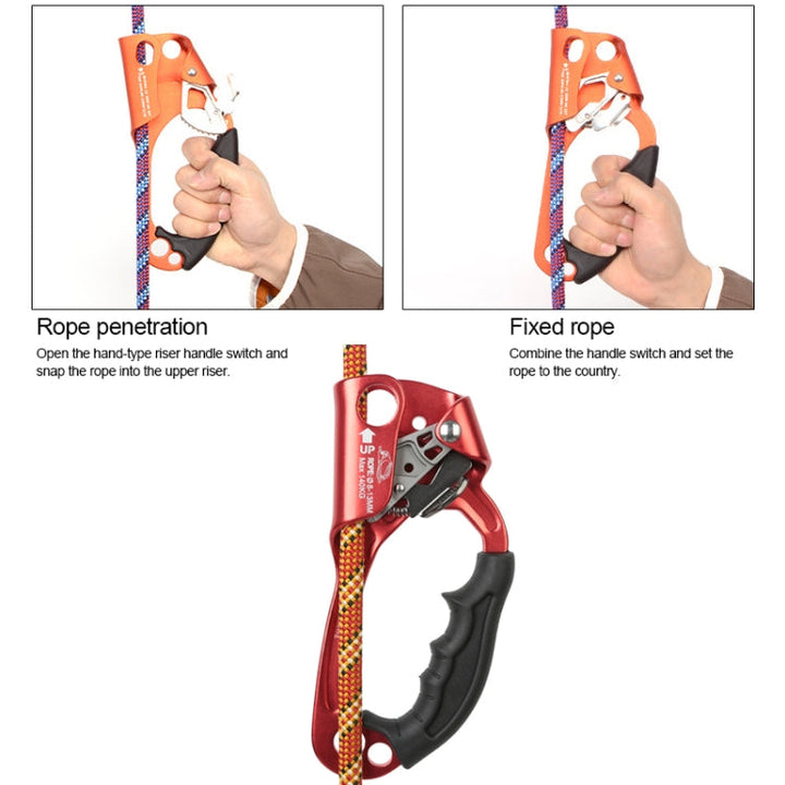 Skanto | XINDA TP-8606 Utendørs Klatring Luft Arbeid Fallbeskyttelse Håndholdt Taustopper for 8-12mm Diameter Tau Høyre (Oransje)