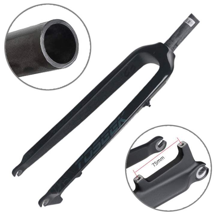 Skanto | TOSEEK Ultra Light 26 Tommer 385mm Terrengsykkel Full Karbon Gaffel Rett Rør Skivebrems (Svart)