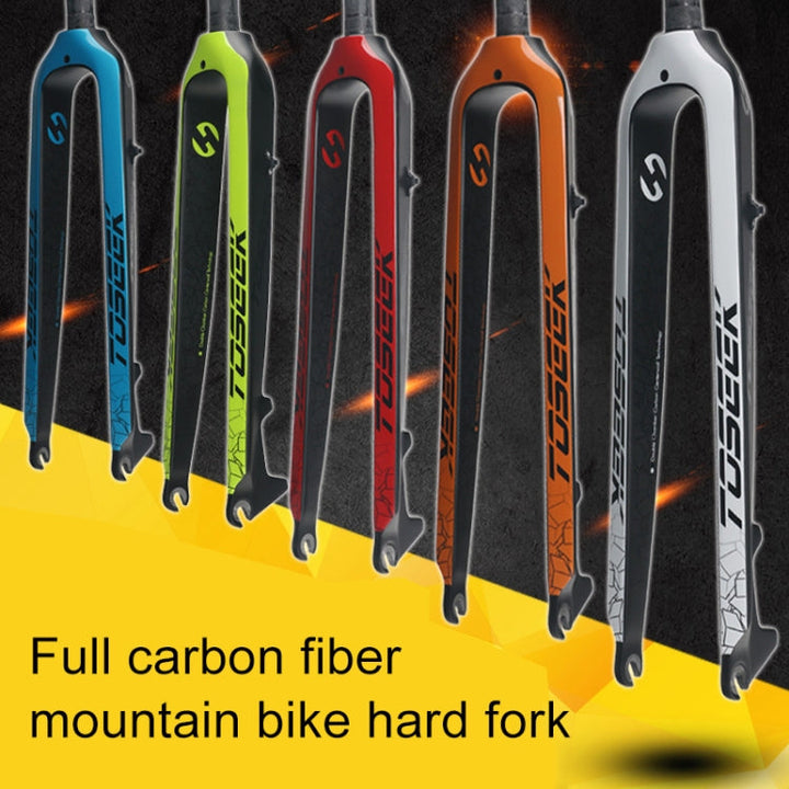 Skanto | TOSEEK Ultra Light 26 Tommer 385mm Terrengsykkel Full Karbon Gaffel Rett Rør Skivebrems (Svart)