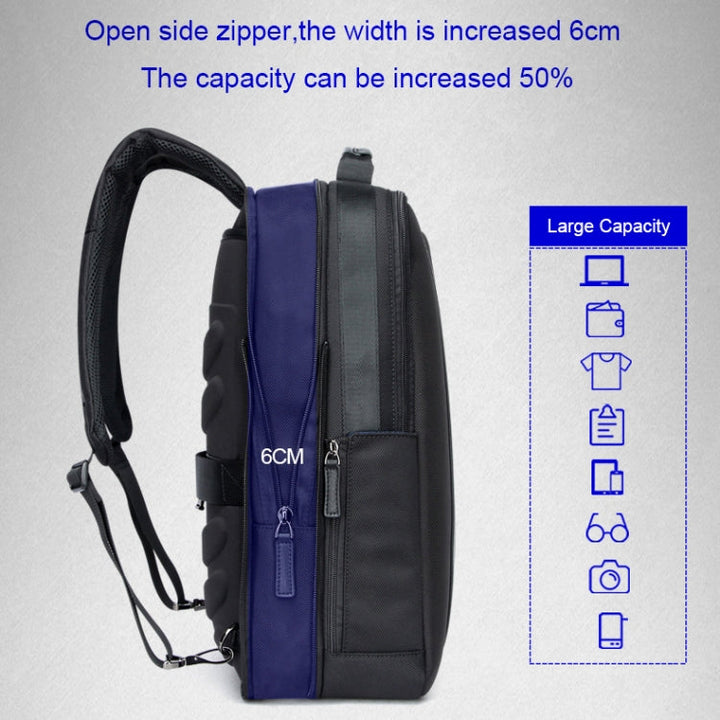 Skanto | Bopai 751-006561 Stor kapasitet forretningsavslappet pustende laptop ryggsekk med ekstern USB-port, Størrelse: 29 x 16 x 44 cm (Svart)
