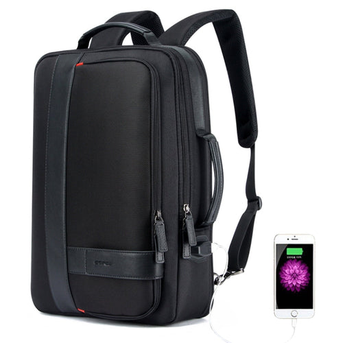 Skanto | Bopai 751-006561 Stor kapasitet forretningsavslappet pustende laptop ryggsekk med ekstern USB-port, Størrelse: 29 x 16 x 44 cm (Svart)