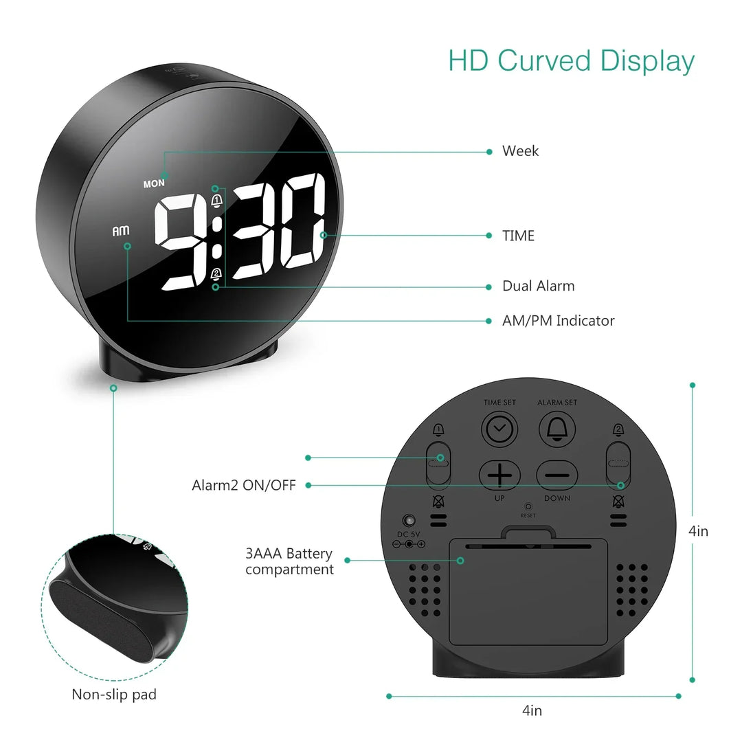 Kompakt LED Digital Bordklok – Moderne Design med USB-tilkobling | Skanto
