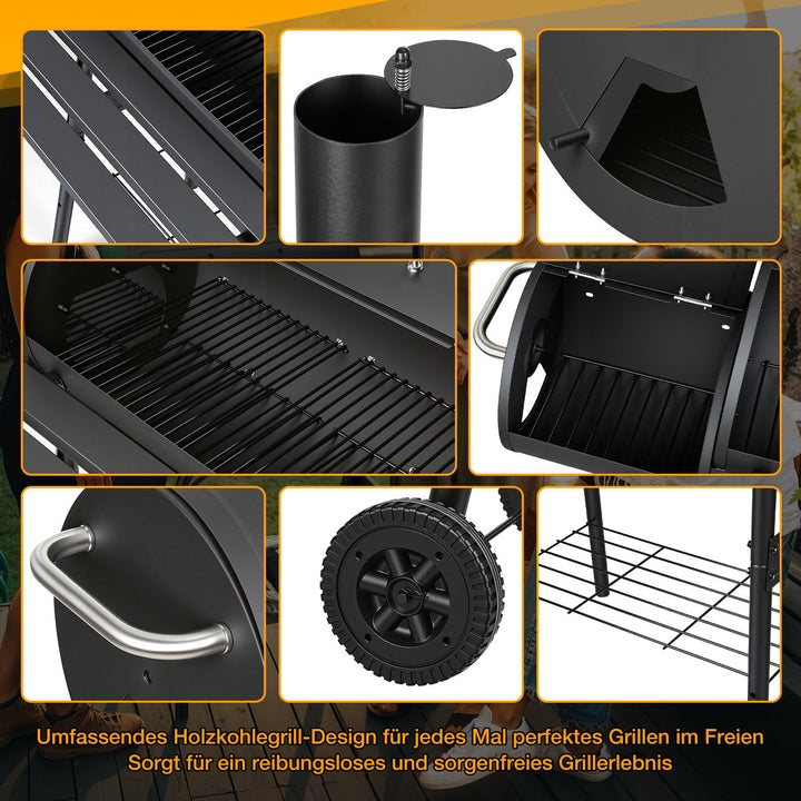 Offset Smoker Kullgrill med Side Firebox BBQ | Skanto
