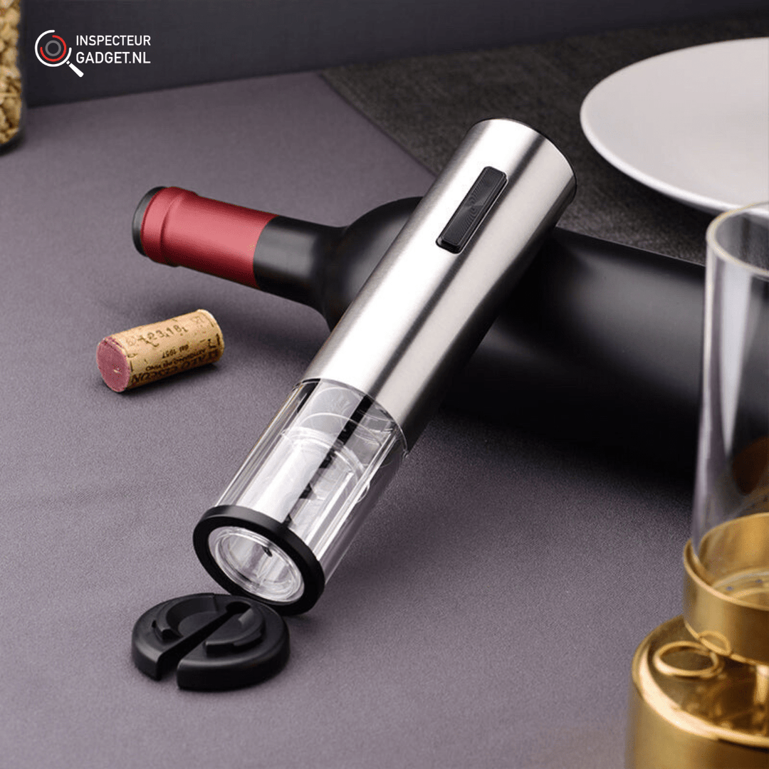 Skanto | 4-i-1 elektrisk vinåpner - korketrekker med heller, folieskærer & vakuumpropp for problemfri vinnyting