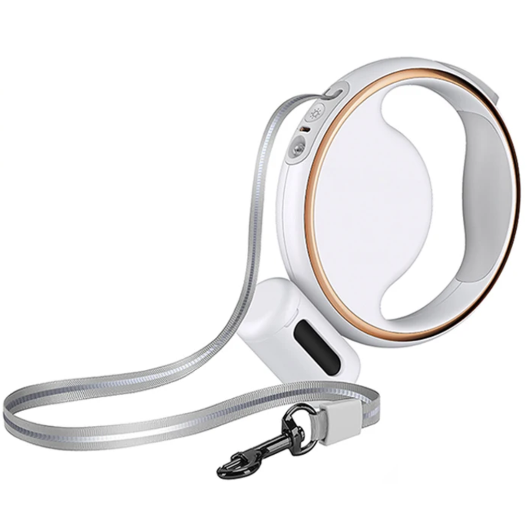 Skanto | AutoLeash Light – Automatisk hundebånd med LED og søppelbaneholder for trygge turer