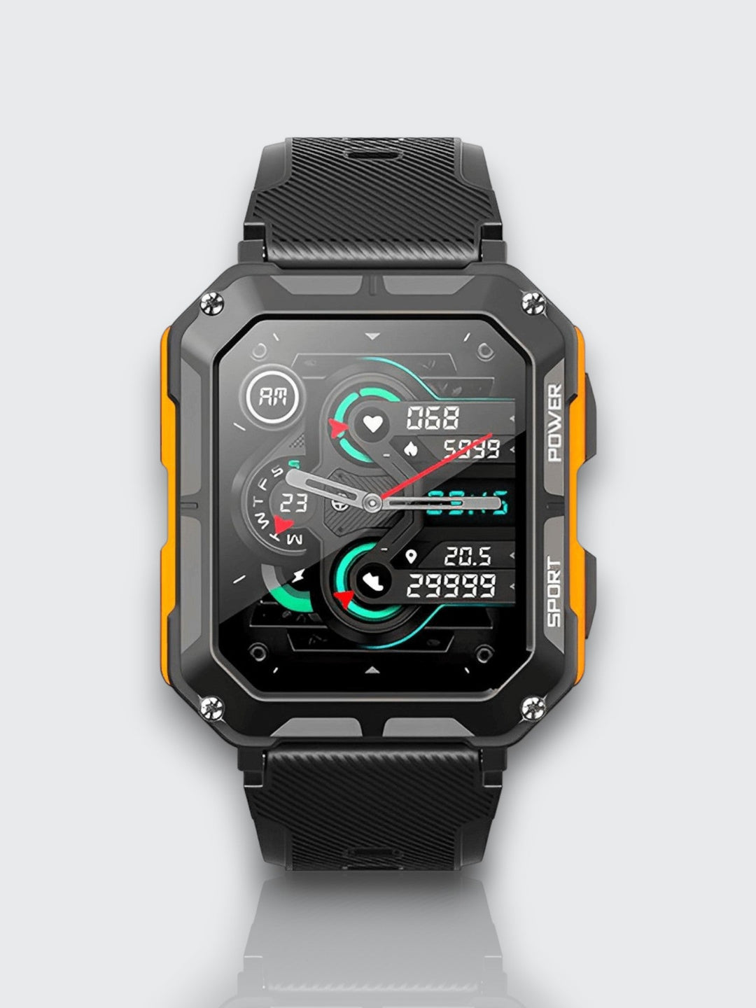 Indestructible Smartwatch med pulsmåler og 14 dagers batterilevetid – Vanntett og støtsikker for aktive profesjonelle | Skanto