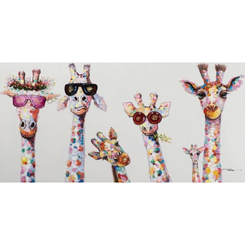 Cartoon-Giraffer - Lerret Veggkunst Maleri | Skanto