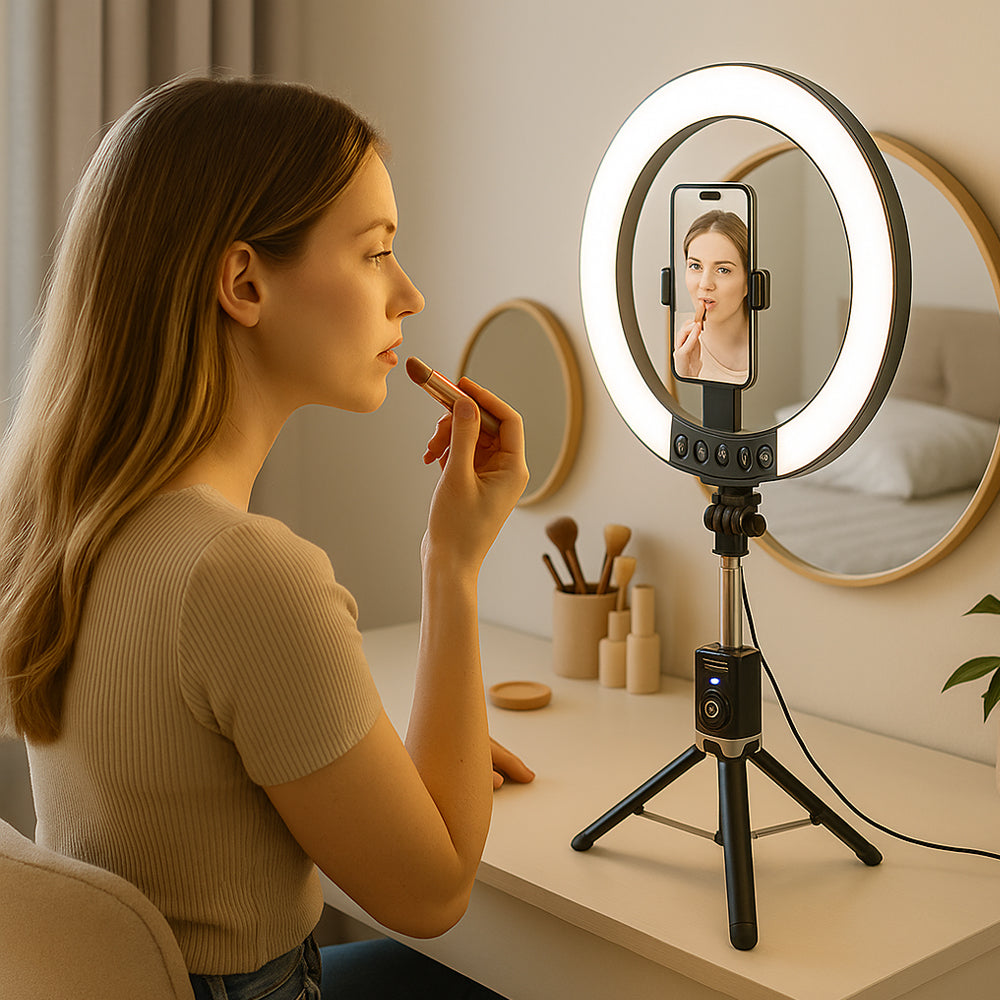 Ring Light med Fjernkontroll & Stativ – 3 Fargetemperaturer – P220-Q | Skanto