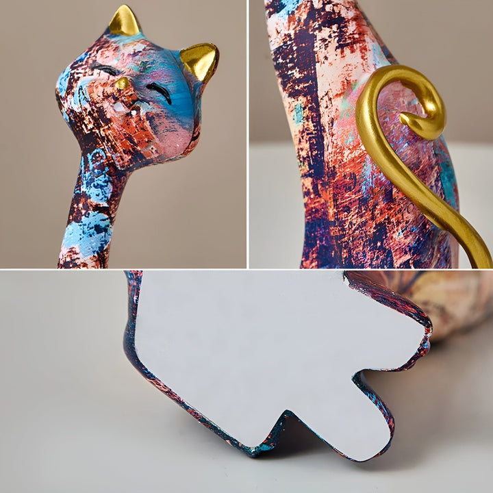 Sweet Lovers – Håndmalt katteparskulptur for evig hengivenhet