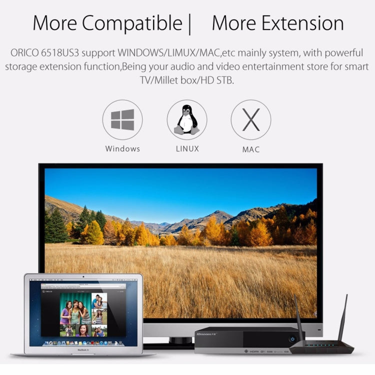 Skanto | ORICO 6518US3 USB 3.0 Type-B 2.5 / 3.5 Tommers Verktøyløs HDD Dockingstasjon Ekstern Lagringskabinett Harddiskboks (Svart)
