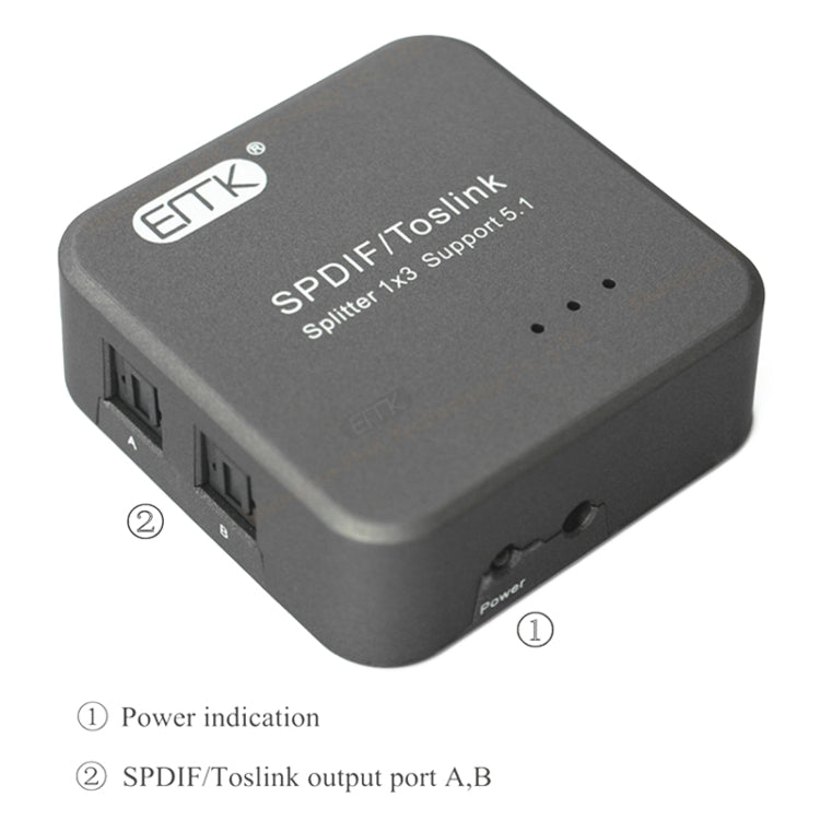 Skanto | EMK 1 Inngang 3 Utgang Digital Optisk Lyd SPDIF Toslink Splitter Adapter (Sølvgrå)