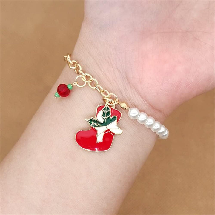 Skanto | Festiv charm armbånd med glitrende perler for jul