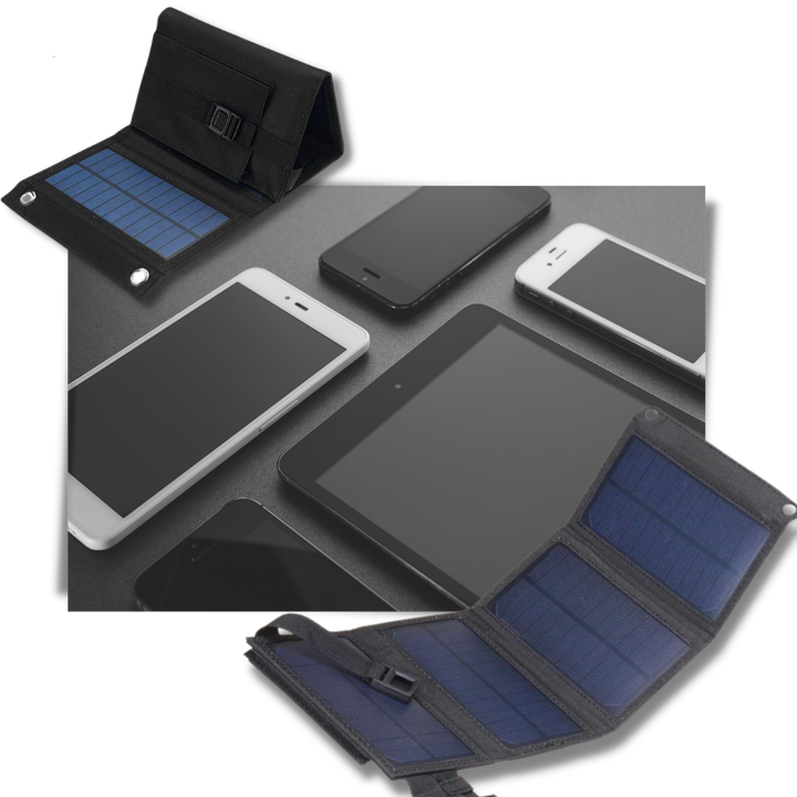 Bærbar solcellelader med USB-port