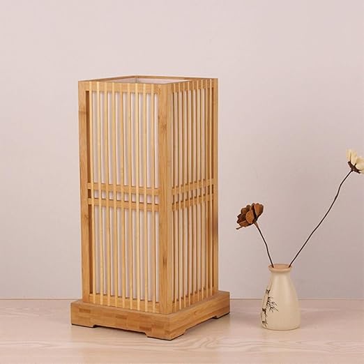 Tatami Japansk Nattbordlampe med Tre Bamboo Skjerm | Skanto