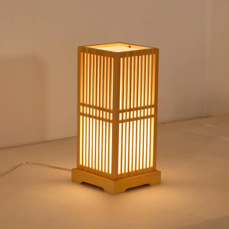 Tatami Japansk Nattbordlampe med Tre Bamboo Skjerm | Skanto