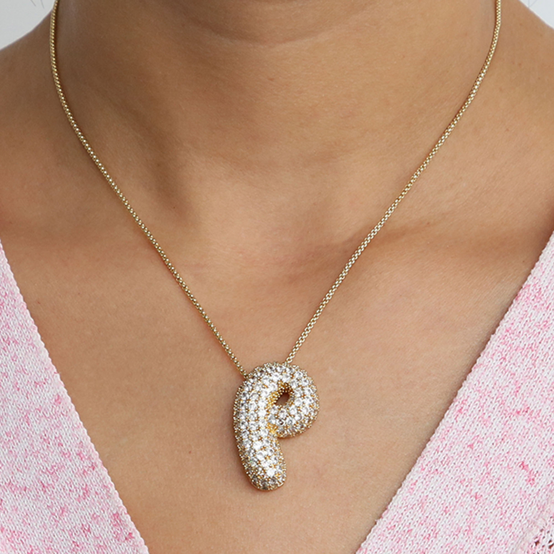 Skanto | Chunky Bubble Diamond Dazzle Initial Halskjeder