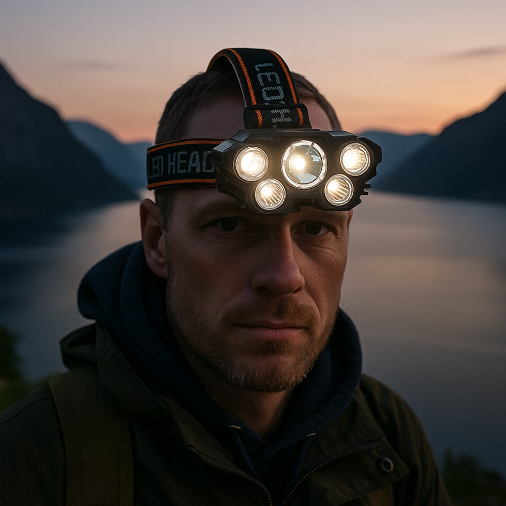 Hodelykt 300 Lumen 180° justerbar vinkel – 4 lysmoduser | Skanto
