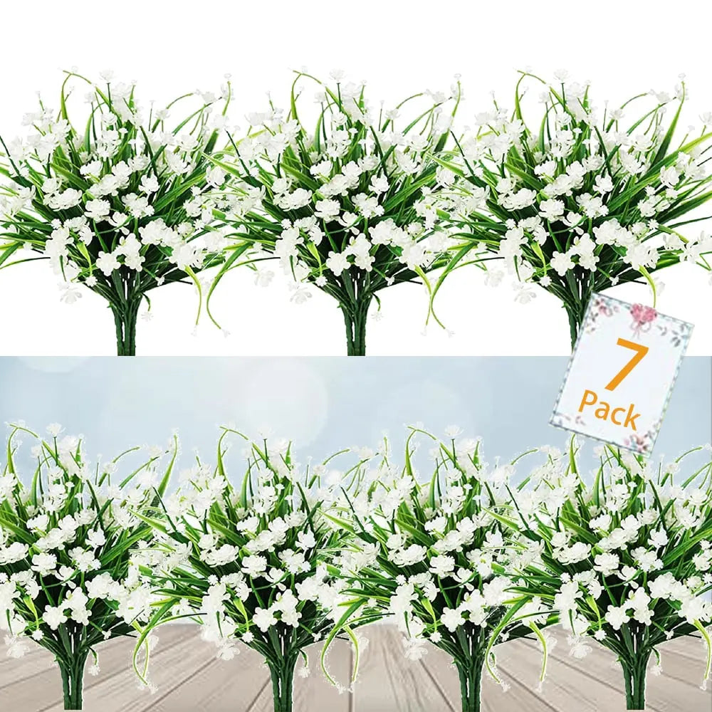 Lettstelte kunstige utendørsblomster – realistiske og UV-bestandige (7-pakning)