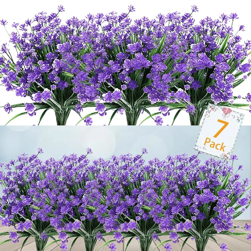 Lettstelte kunstige utendørsblomster – realistiske og UV-bestandige (7-pakning)