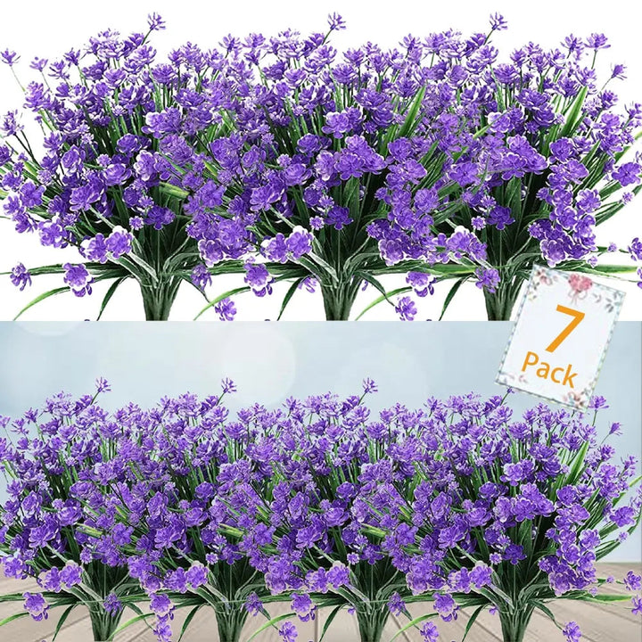Lettstelte kunstige utendørsblomster – realistiske og UV-bestandige (7-pakning)
