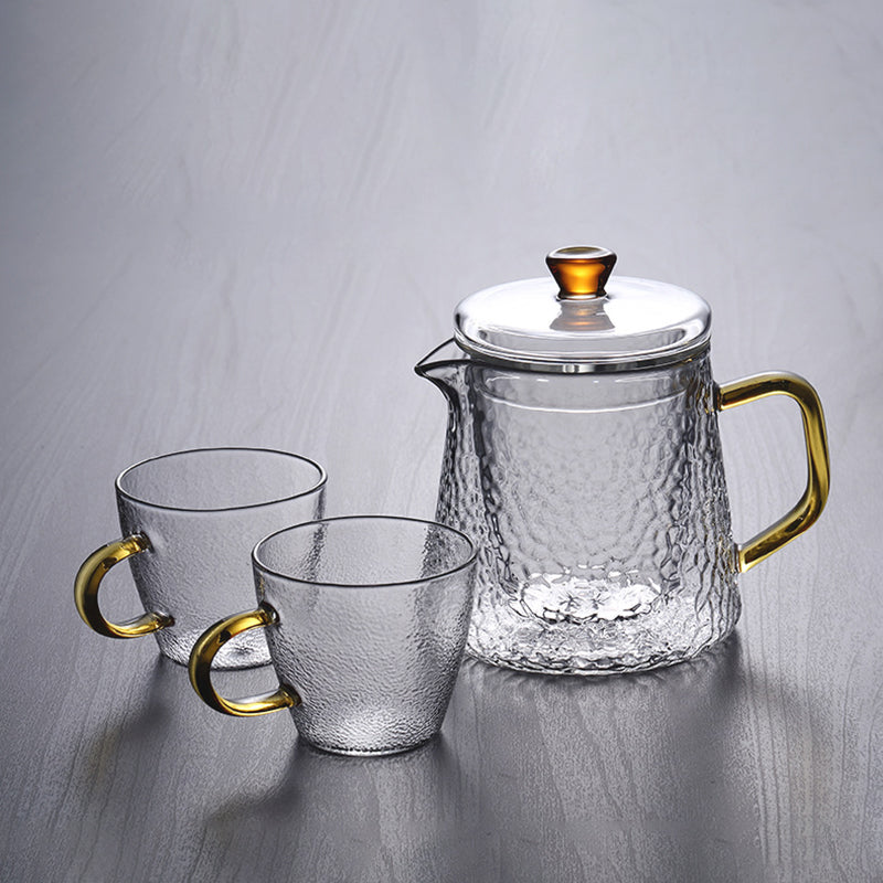 Skanto | Pindefang Glass Teapot with Infuser | Håndlaget varmebestandig tekanne med gyllen håndtak