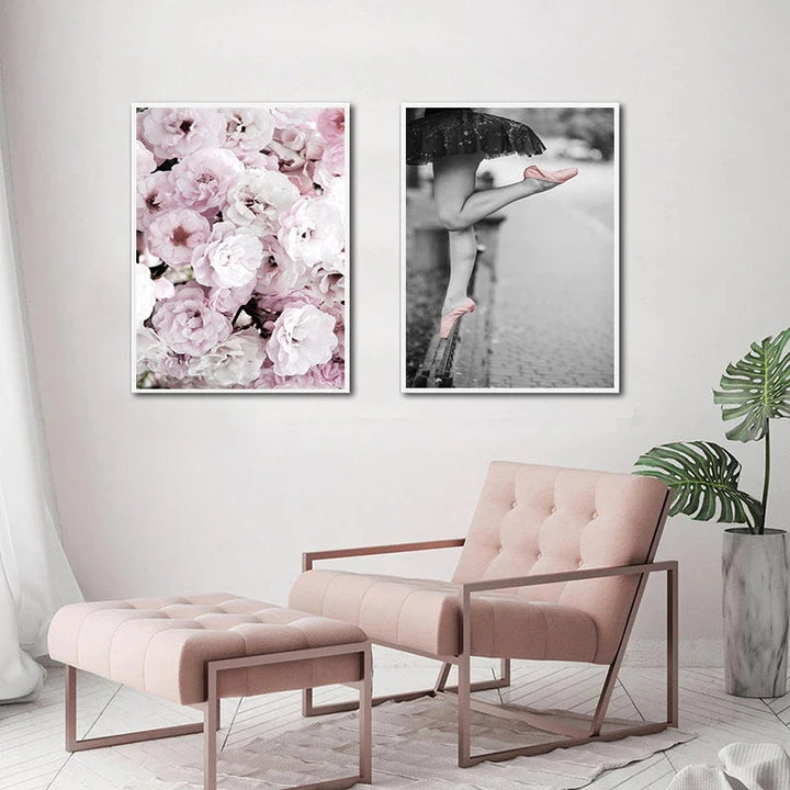 Pink Angel Wings Ballettdanser Veggkunst Fin Kunst Lerrettrykk Svart Hvit Motebilder For Stue Soverom Salong Kunst Dekor | Skanto