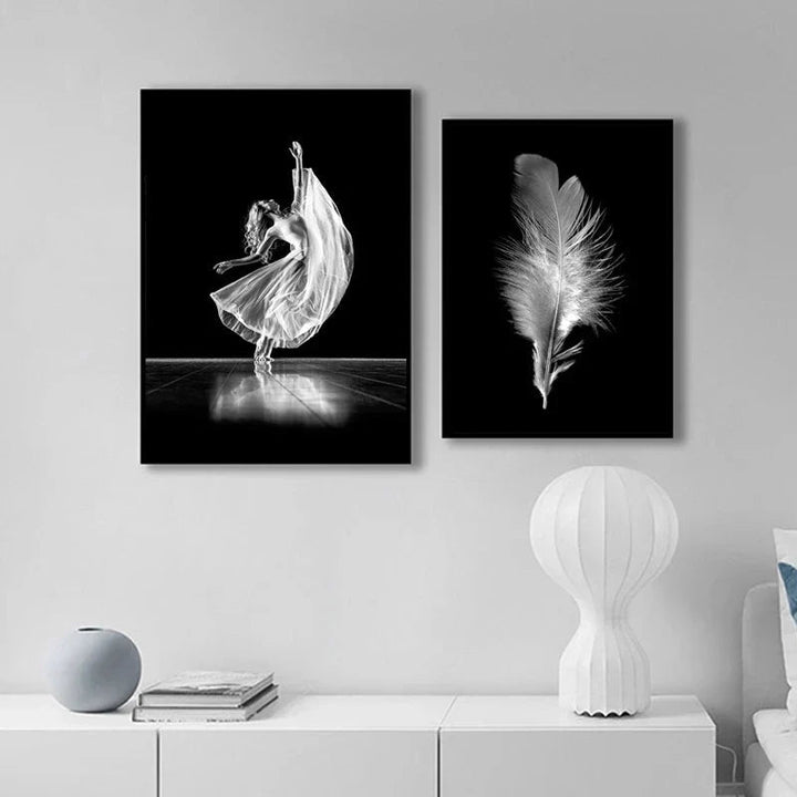 Pink Angel Wings Ballettdanser Veggkunst Fin Kunst Lerrettrykk Svart Hvit Motebilder For Stue Soverom Salong Kunst Dekor | Skanto