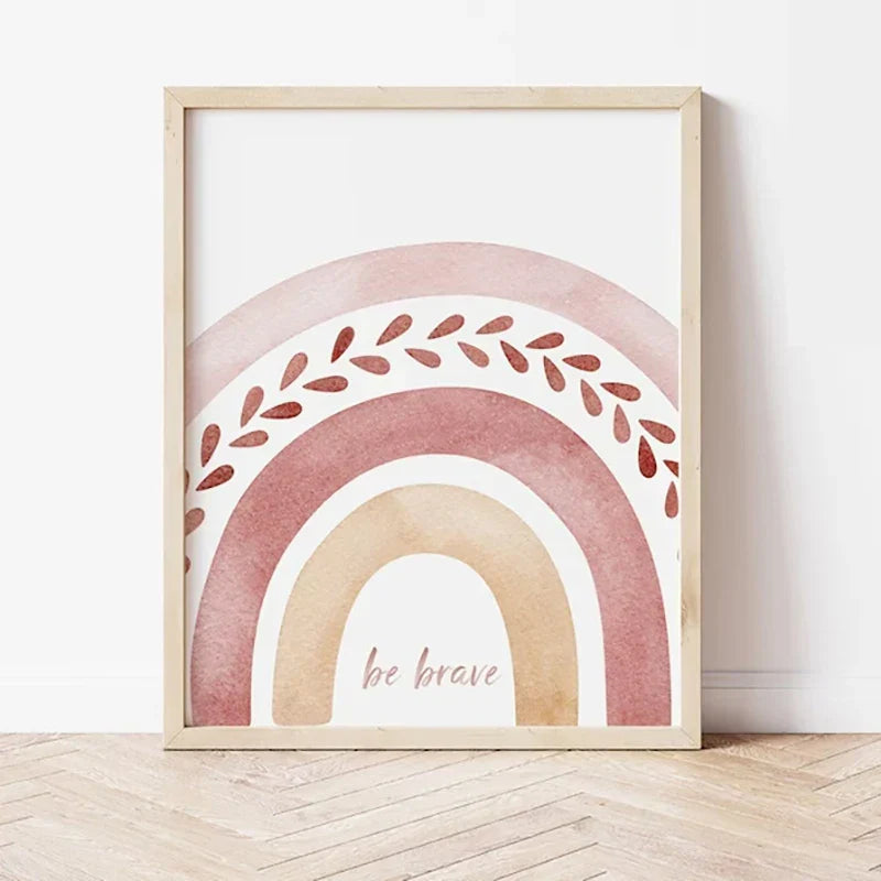 Set med 3PCS Rosa Boho Regnbue Solskinn Plakat Barnerom Veggkunst Fin Kunst Lerretstrykk Bilder For Barnerom Barnerom Lekestue Dekor | Skanto