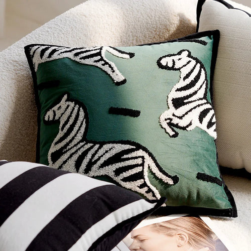 Plush broderte nordisk putetrekk moderne enkelt vevd søtt dyredesign kastet puteomslag for 45x45cm sofa pute | Skanto