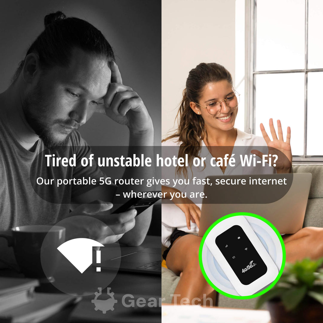 Skanto | Bærbar 5G Wi-Fi-ruter | Sikker, høyhastighetsforbindelse for reise og hjemmebruk