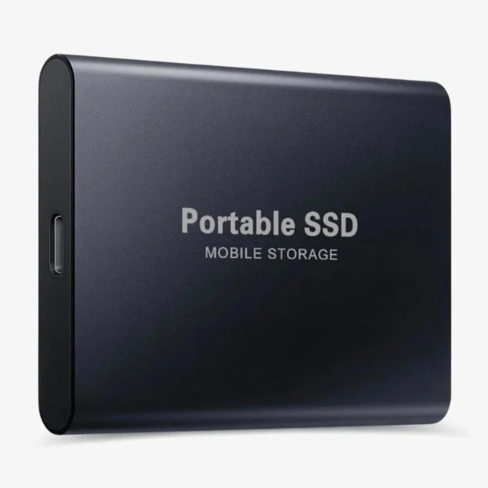 Tragbar ekstern SSD med USB-C-Anschluss, festet aluminiumshus