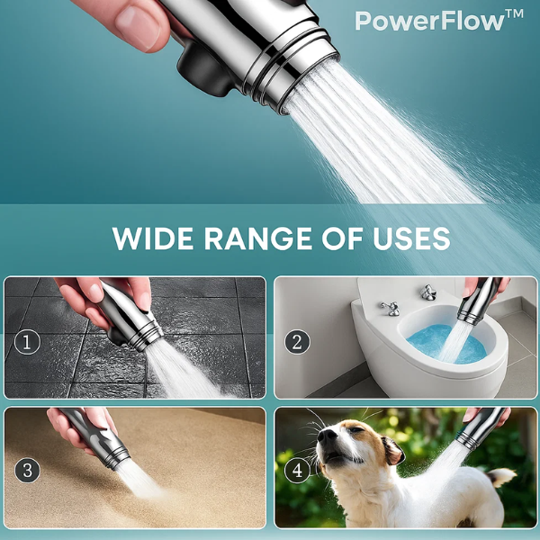 Skanto | PowerFlow™ Høyt Trykk Dusjhode | Kraftig Dusjhode for Maksimalt Vanntrykk