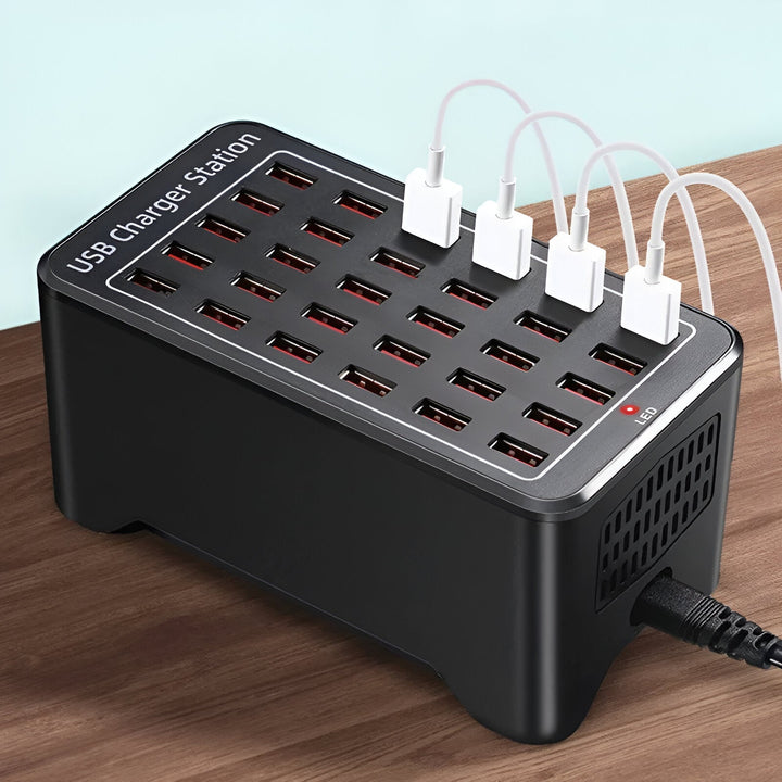 Skanto | PowerPort Pro – Universell Multi-USB Laderstasjon med 30 Porter (150W Utgang)