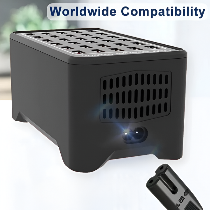 Skanto | PowerPort Pro – Universell Multi-USB Laderstasjon med 30 Porter (150W Utgang)