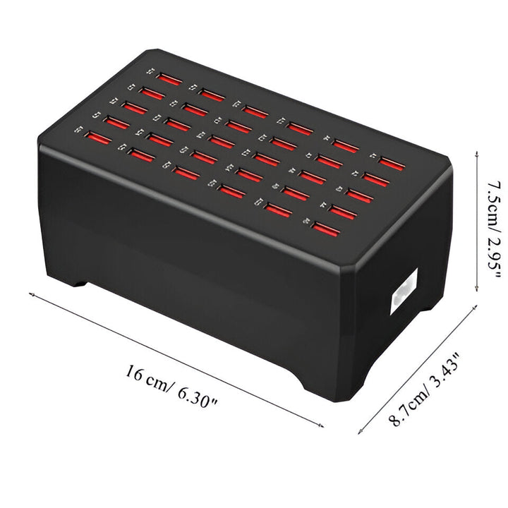 Skanto | PowerPort Pro – Universell Multi-USB Laderstasjon med 30 Porter (150W Utgang)