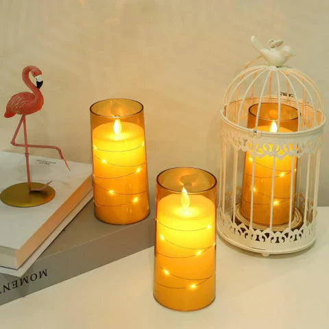 Skanto | LED Ambient Candle Lights | Realistisk Flamme Aura, Tilpassbar Lysstyrke & Timerinnstillinger for Hjemmedekorasjon og Arrangementer
