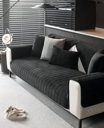 Skanto | Premium Plysj Velour Sofa Deksel – Luksuriøst Geometrisk Mønster med Antiskli Hjemmé