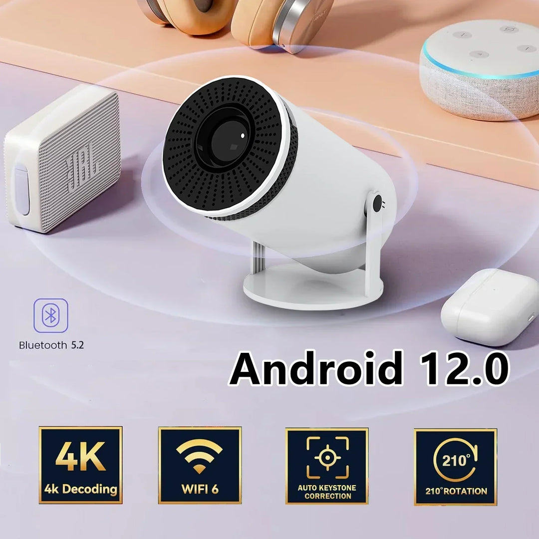 VisionCast 130X – Bærbar Mini Projektor med Android 12 og 130 Tommer Prosjektering | Skanto