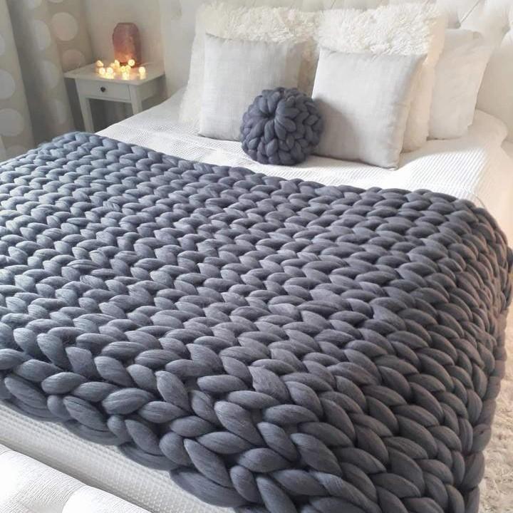 Skanto | Koselig Strikket Teppe 80x100 cm og 100x120 cm – Stilfullt Hjemmeaccessoire for Høst og Vinter