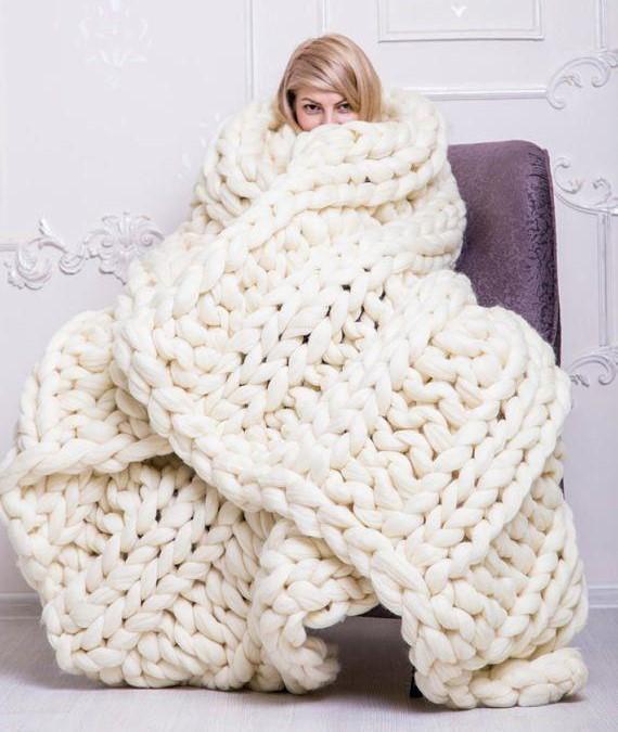 Skanto | Koselig Strikket Teppe 80x100 cm og 100x120 cm – Stilfullt Hjemmeaccessoire for Høst og Vinter