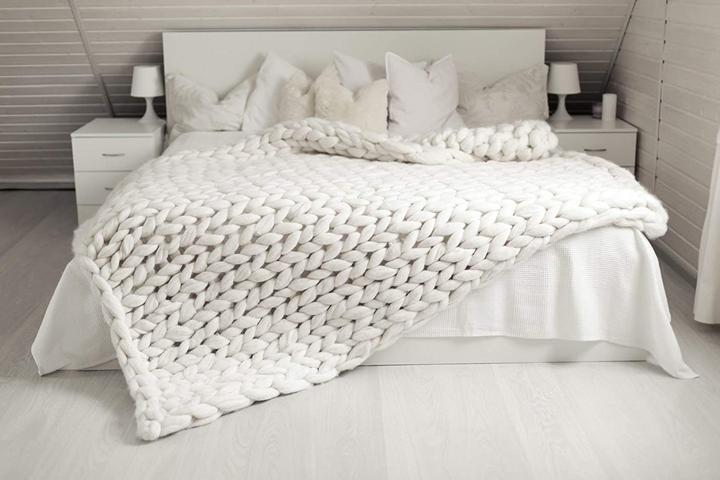 Skanto | Koselig Strikket Teppe 80x100 cm og 100x120 cm – Stilfullt Hjemmeaccessoire for Høst og Vinter