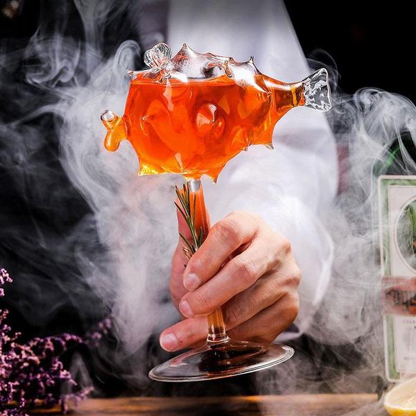 Pufferfish Formet Cocktailglass Med Glassstrå | Skanto