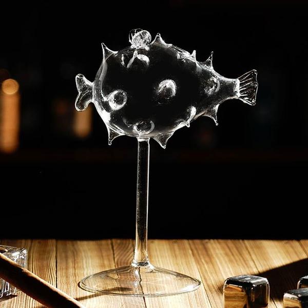 Pufferfish Formet Cocktailglass Med Glassstrå | Skanto