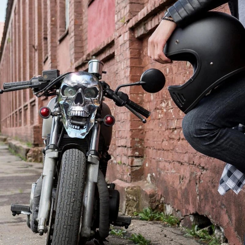LED-Motorrad-Totenkopflampe med enkeltartigem Augenleuchten og Chrom-Finish