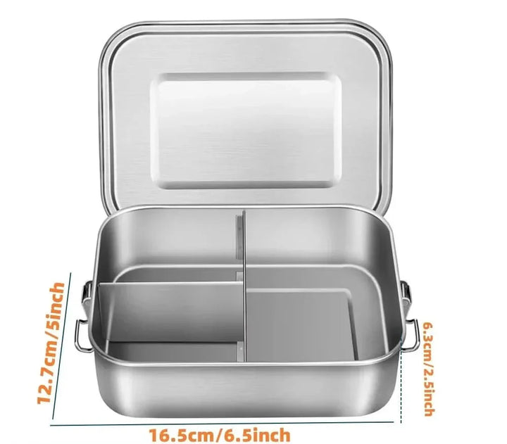 RVS Bento-lunsjboks 800 ml – Auslaufsicher, Fächer, Spülmaschinenfest